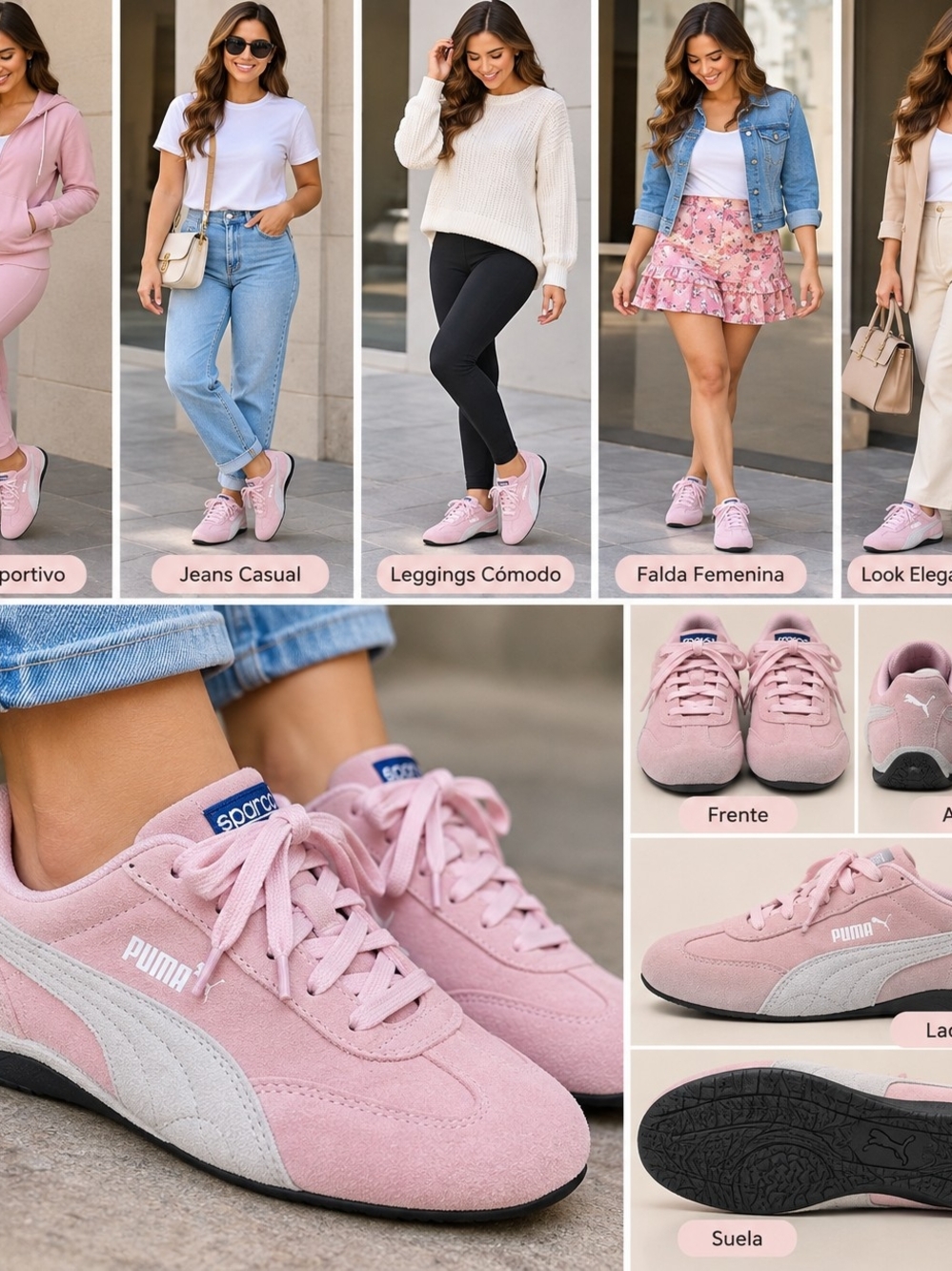 Puma Pink Suede-Style Women's Sneakers with White Stripe